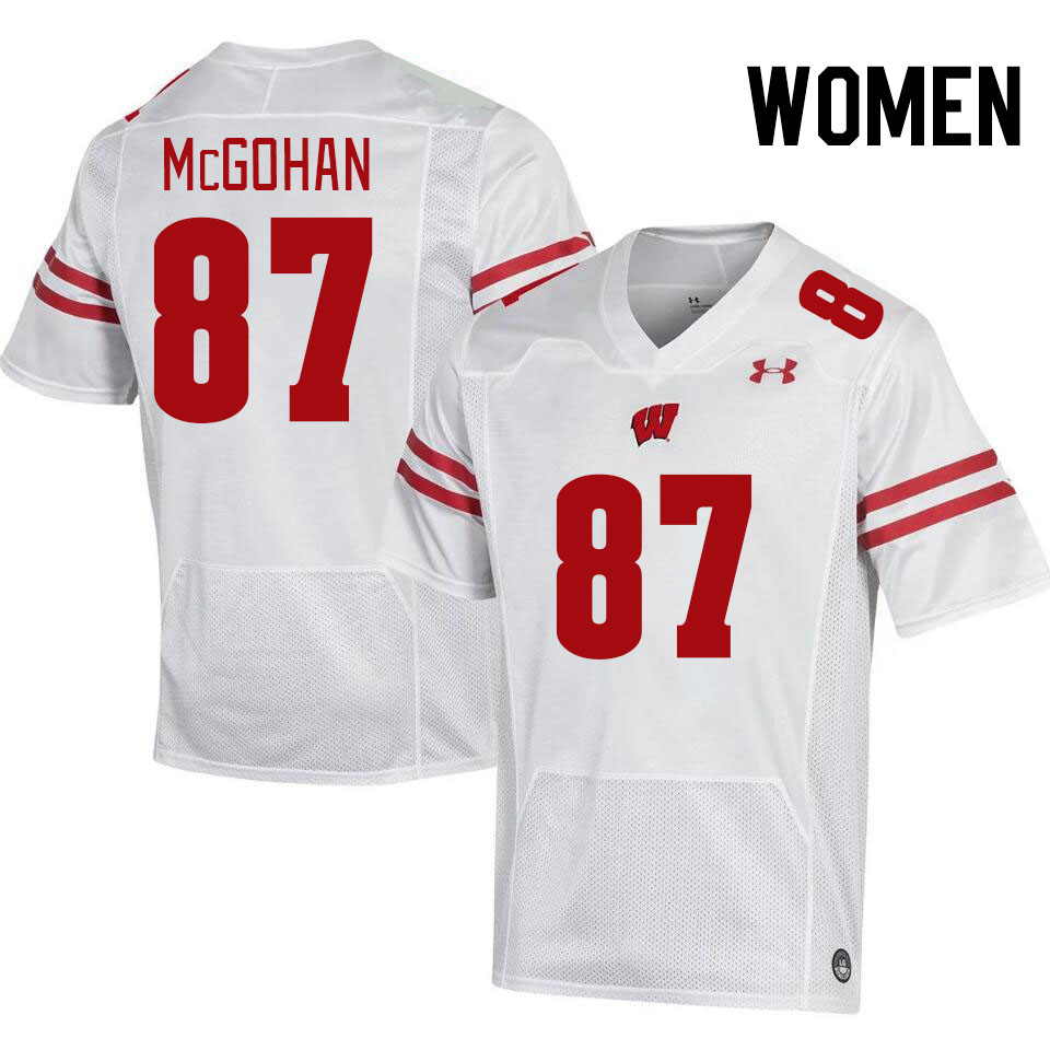 Women #87 Jackson McGohan Wisconsin Badgers College Football Jerseys Stitched-White